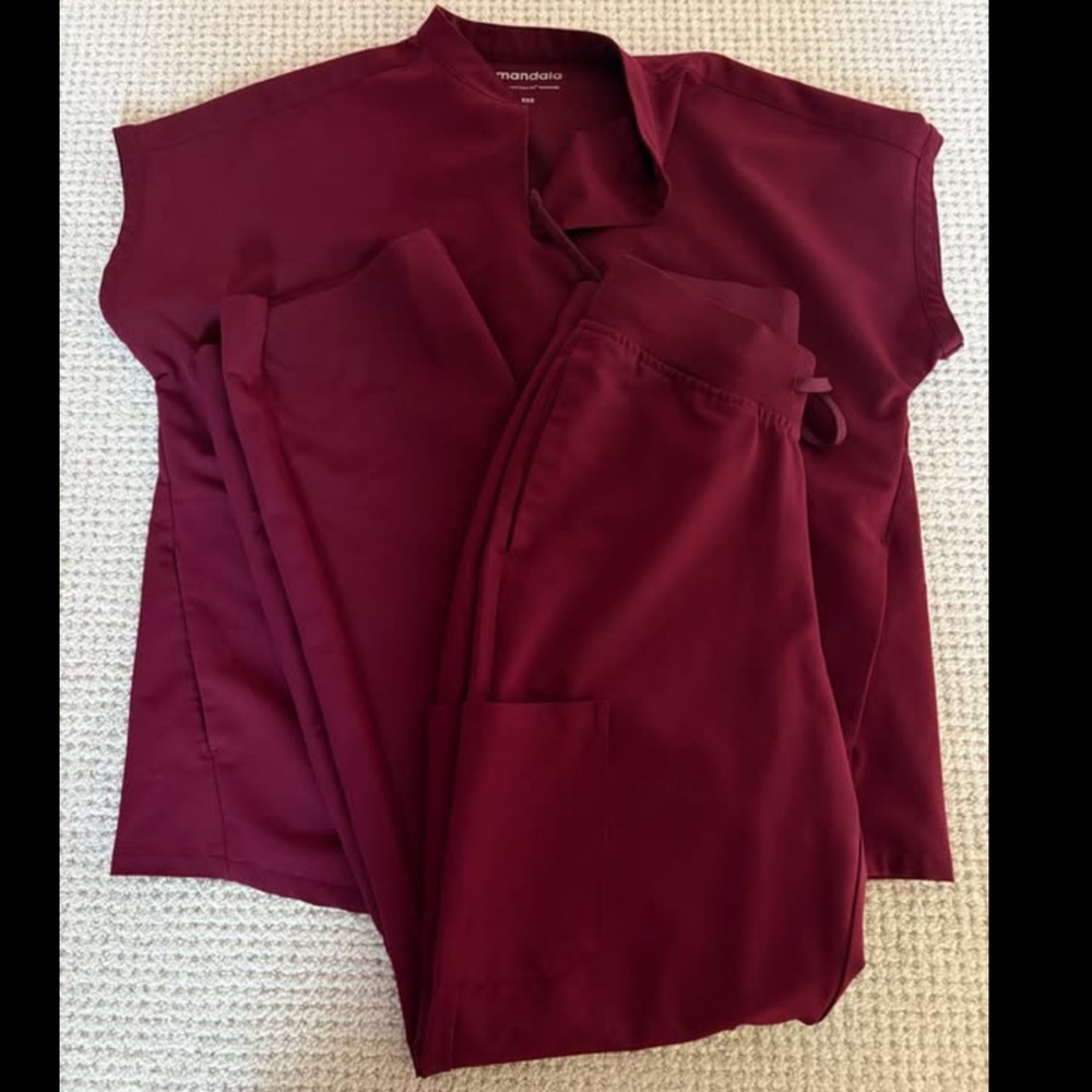 Mandala Wine Red Women's Scrub Set